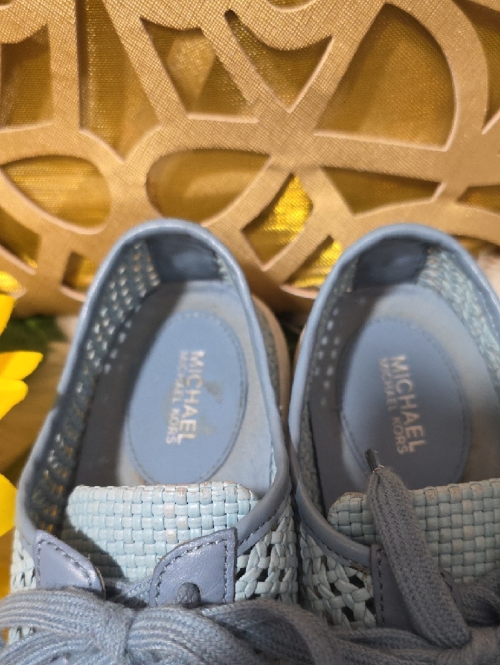 Michael Kors Powder Blue Perforated Lace-Up Sneakers - Picture 2 of 9